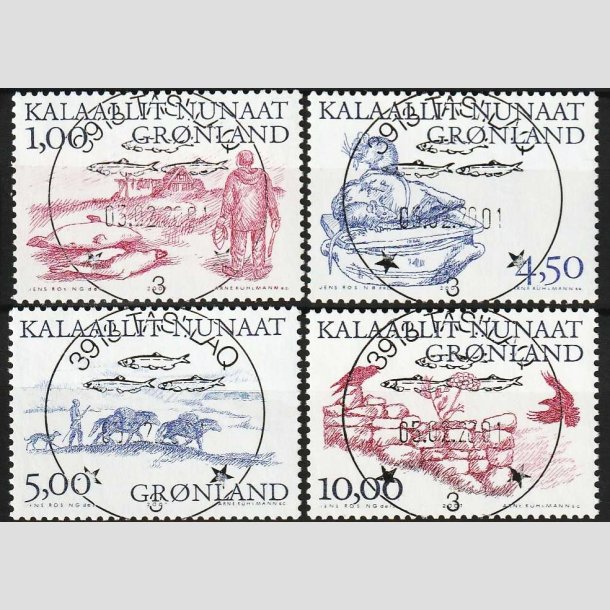 FRIMRKER GRNLAND | 2001 - AFA 368-71 - Arktiske vikinger III. - 1,00 - 10,00 kr. - Lux stemplet
