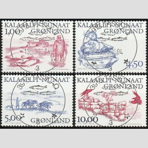 FRIMRKER GRNLAND | 2001 - AFA 368-71 - Arktiske vikinger III. - 1,00 - 10,00 kr. - Lux stemplet