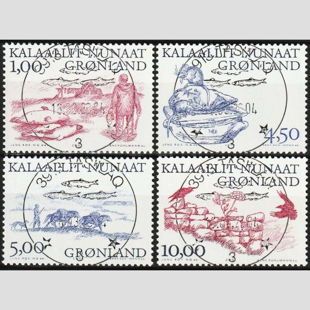 FRIMRKER GRNLAND | 2001 - AFA 368-71 - Arktiske vikinger III. - 1,00 - 10,00 kr. - Lux stemplet