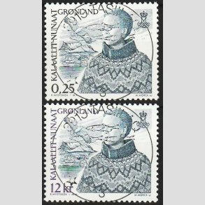 FRIM�RKER GR�NLAND | 2001 - AFA 377,378 - Suppleringsv�rdier - 0,25 + 12 kr. - Lux stemplet