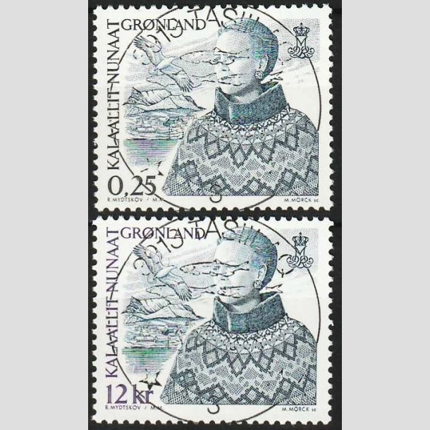 FRIMRKER GRNLAND | 2001 - AFA 377,378 - Suppleringsvrdier - 0,25 + 12 kr. - Lux stemplet