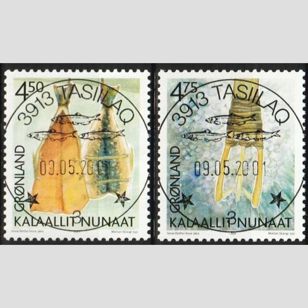 FRIMRKER GRNLAND | 2001 - AFA 374,375 - Arv og kultur II. - 4,50 + 4,75 kr. - Lux stemplet