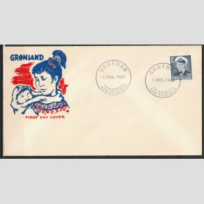 FRIMRKER GRNLAND | 1953 - AFA 36 - Frederik IX - 30 re bl p uofficel FDC- Stemplet