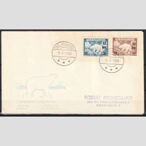 FRIMRKER GRNLAND | 1956 - AFA 37,38 - Provisorier - i st p uofficiel FDC - Stemplet