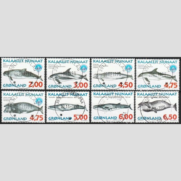 FRIMRKER GRNLAND | 1998 - AFA 319 - Grnlandske hvaler III. - 8 forskellige - Lux Stemplet