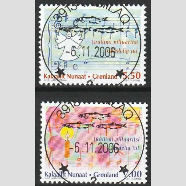 FRIMRKER GRNLAND | 2006 - AFA 480,481 - Julefrimrker - 5,50 + 7,00 kr. flerfarvet - Lux stemplet