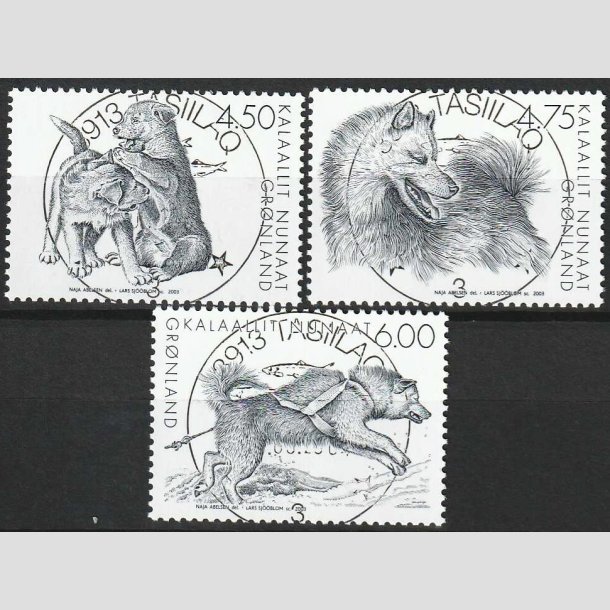 FRIMRKER GRNLAND | 2003 - AFA 404-06 - Sldehunde - 4,50 - 6,00 kr. flerfarvet - Lux stemplet
