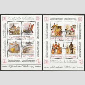 FRIM�RKER DANMARK | 1986 - AFA 852+869 - Hafniablok II+III Miniark - P�nt Stemplet