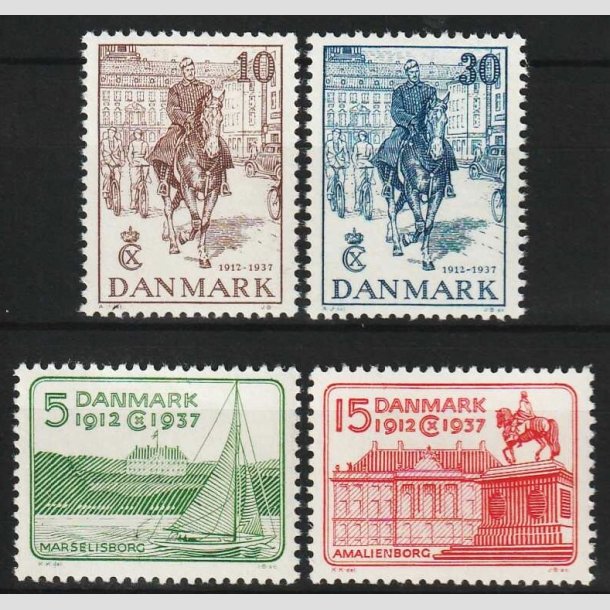 FRIMRKER DANMARK | 1937 - AFA 239-242 - Chr. X 25 rs jubilum komplet st - Postfrisk