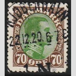FRIMRKER DANMARK | 1918-20 - AFA 108 - Chr. X 70 re brun/grn - Lux Stemplet