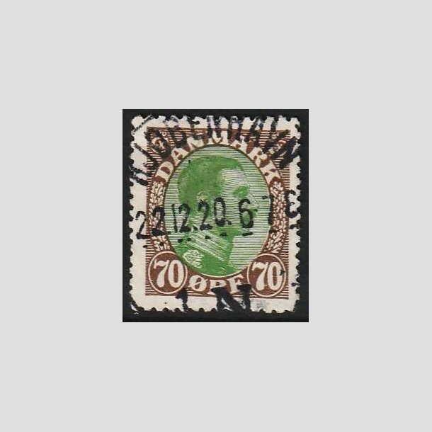 FRIMRKER DANMARK | 1918-20 - AFA 108 - Chr. X 70 re brun/grn - Lux Stemplet