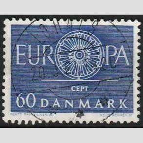 FRIM�RKER DANMARK | 1960 - AFA 389 - CEPT EU Post & Tele - 60 �re bl� - Lux Stemplet Lohals