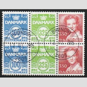 FRIM�RKER DANMARK | 1990 - AFA HS 14 - H�ftesammentryk - Dobbeltstribe - Pragt Stemplet