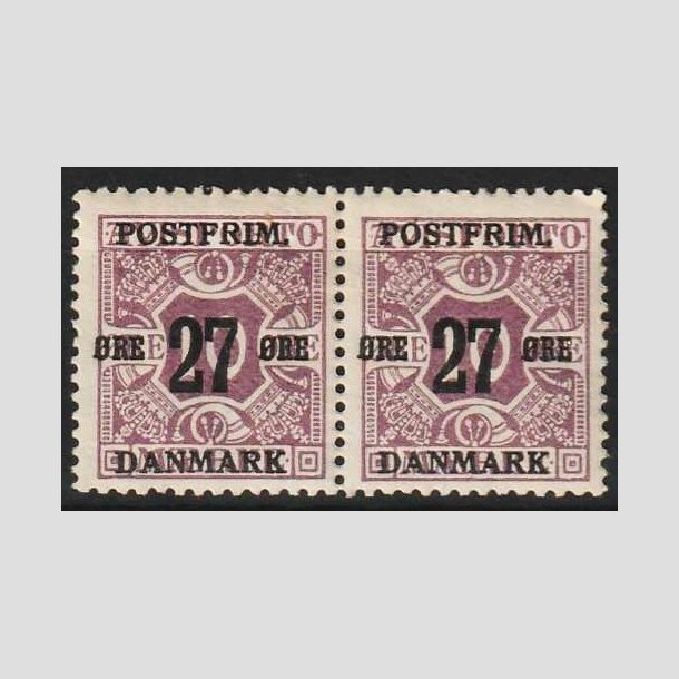 FRIMRKER DANMARK | 1918 - AFA 89 - 27 re/10 re lilla provisorium i par - Postfrisk