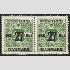 FRIMRKER DANMARK | 1918 - AFA 90 - 27 re/20 re grn provisorium i par - Postfrisk