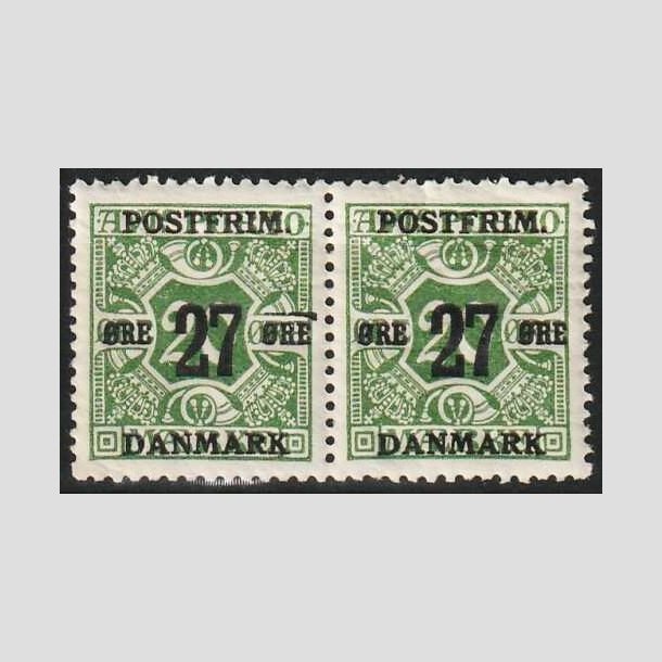 FRIMRKER DANMARK | 1918 - AFA 90 - 27 re/20 re grn provisorium i par - Postfrisk