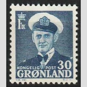 FRIMRKER GRNLAND | 1953 - AFA 36 - Frederik IX - 30 re bl - Postfrisk
