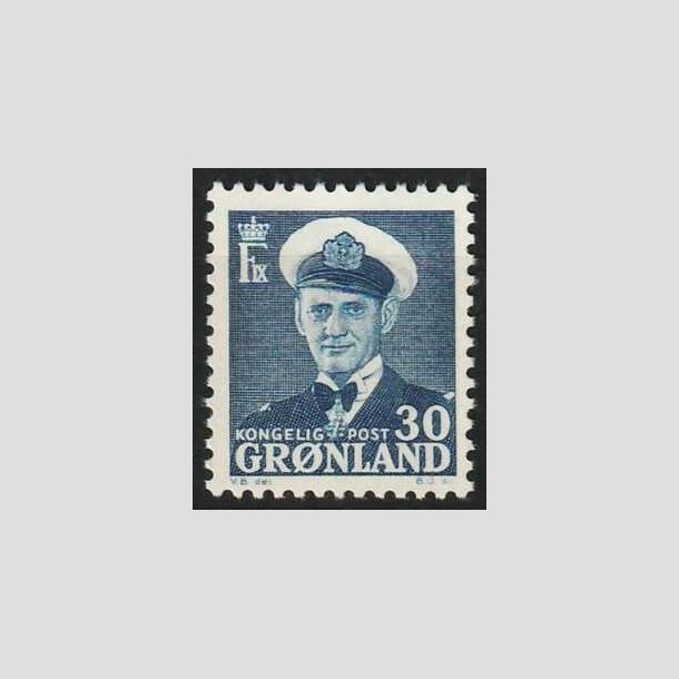 FRIMRKER GRNLAND | 1953 - AFA 36 - Frederik IX - 30 re bl - Postfrisk