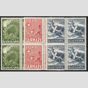 FRIMRKER DANMARK | 1947 - AFA 299+300+301 - Modstandsbevgelsen - 4-blokke- Postfrisk
