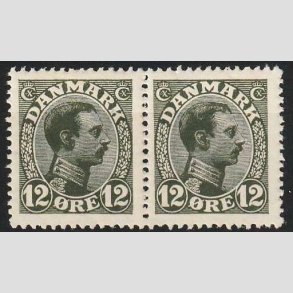 FRIMRKER DANMARK | 1918-20 - AFA 100 - Chr. X 12 re oliven i par - Postfrisk