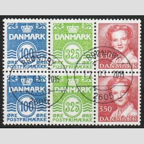 FRIM�RKER DANMARK | 1990 - AFA HS 14 - H�ftesammentryk - Dobbeltstribe - Pragt Stemplet