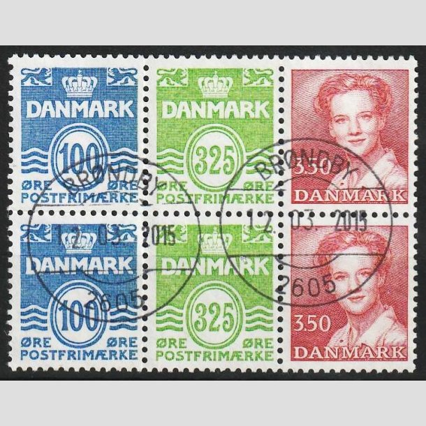 FRIMRKER DANMARK | 1990 - AFA HS 14 - Hftesammentryk - Dobbeltstribe - Pragt Stemplet