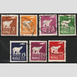 FRIM�RKER NORGE | 1925 - AFA 107-113 - Polflyvning - 2-25 �re i s�t - Stemplet