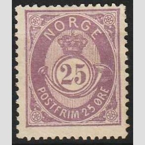 FRIM�RKER NORGE | 1882 - AFA 40 - Uskraveret Posthorn - 25 �re matviolet - Ubrugt