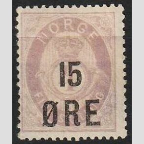 FRIM�RKER NORGE | 1908 - AFA 70 - Provisorium - 15 �./4 sk. lyslilla - Ubrugt