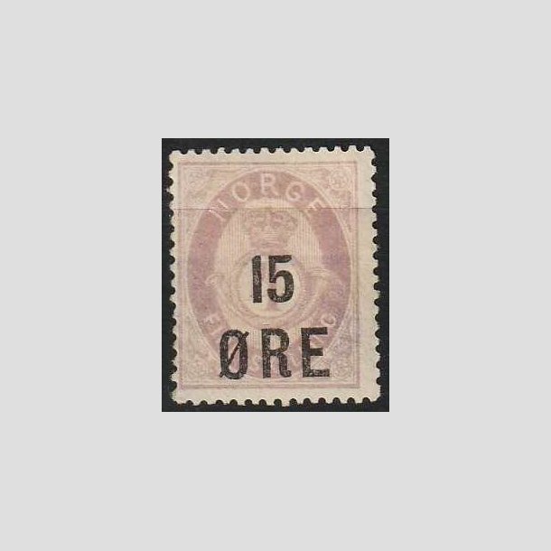 FRIMRKER NORGE | 1908 - AFA 70 - Provisorium - 15 ./4 sk. lyslilla - Ubrugt