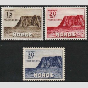FRIM�RKER NORGE | 1943 - AFA 290-92 - Nordkap III. - i komplet s�t - Ubrugt
