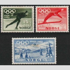 FRIMRKER NORGE | 1951 - AFA 381-83 - Vinter Olympiade - i komplet st - Ubrugt