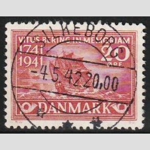 FRIM�RKER DANMARK | 1941 - AFA 271 - Vitus Bering 20 �re r�d - Lux Stemplet Silkeborg
