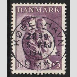 FRIMRKER DANMARK | 1941 - AFA 268 - Magrethe 1 r 10 + 5 re violet - Lux Stemplet 