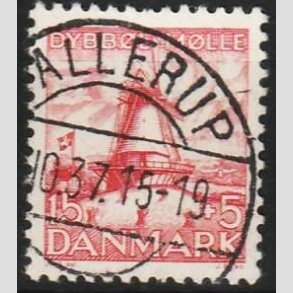 FRIMRKER DANMARK | 1937 - AFA 238 - Dybbl Mlle - 15 + 5 re rd - Pnt Stemplet