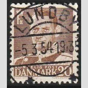 FRIMRKER DANMARK | 1950 - AFA 320 - Fr. IX 20 re brun - Lux Stemplet Lundby