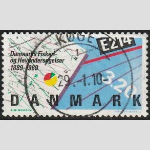 FRIMRKER DANMARK | 1989 - AFA 944 - Fiskeri- og havundersgelser 100 r - 3,20 Kr. - Pragt Stemplet