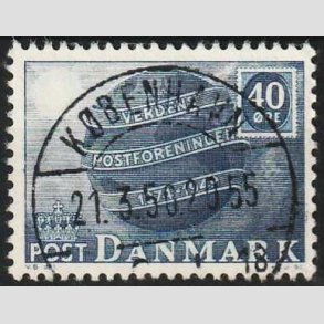 FRIM�RKER DANMARK | 1949 - AFA 316 - Verdenspostforeningen 75 �r - 40 �re bl� - Lux Stemplet 