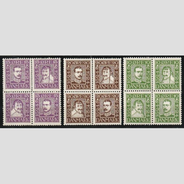 FRIMRKER DANMARK | 1924 - AFA 132-143 - Postjubilum i komplet st 4-blokke - Postfrisk