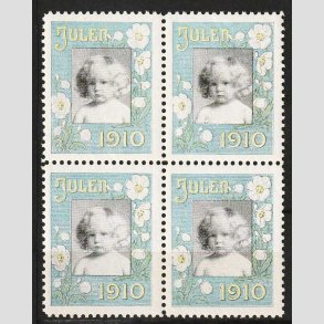 JULEM�RKER DANMARK | 1910 - Barnehoved - 4-blok - Postfrisk