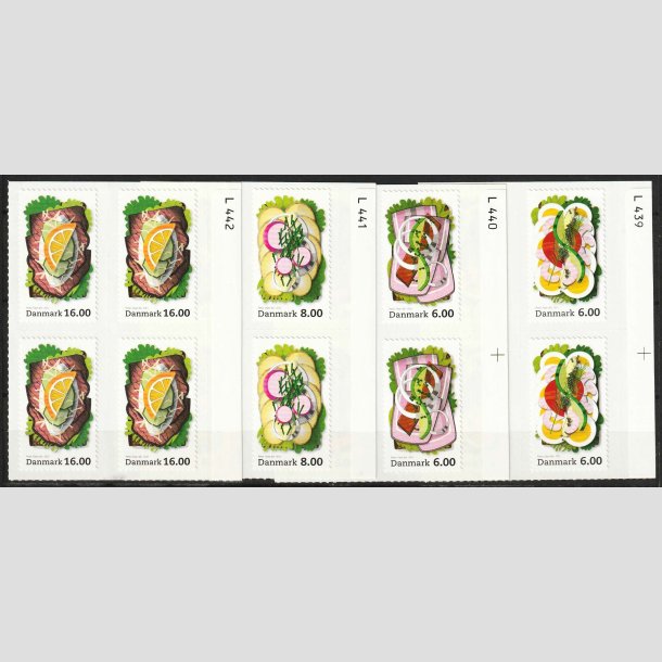 FRIMRKER DANMARK | 2012 - AFA 1701-04 - Smrrebrd - 6-16,00 Kr. i blokst med marginal - Postfrisk