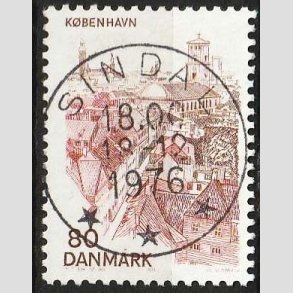 FRIM�RKER DANMARK | 1976 - AFA 614 - K�benhavn - 80 �re brun/brunr�d - Pragt Stemplet Sindal
