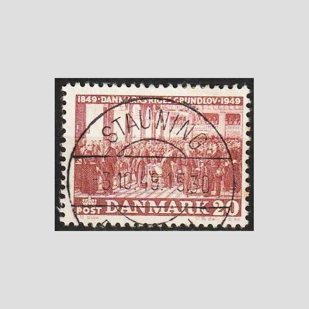 FRIMRKER DANMARK | 1949 - AFA 315 - Grundloven 100 r - 20 re rdbrun - Lux Stemplet Stauning