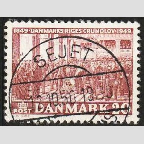 FRIM�RKER DANMARK | 1949 - AFA 315 - Grundloven 100 �r - 20 �re r�dbrun - Lux Stemplet Sejet