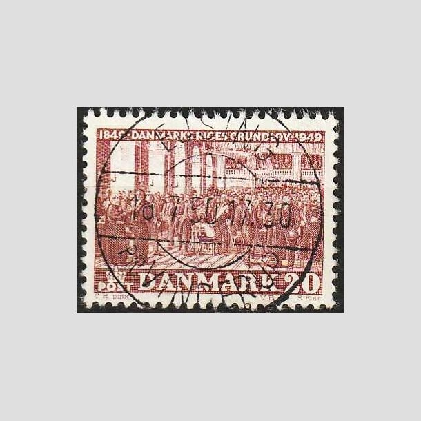 FRIMRKER DANMARK | 1949 - AFA 315 - Grundloven 100 r - 20 re rdbrun - Lux Stemplet Ejsing