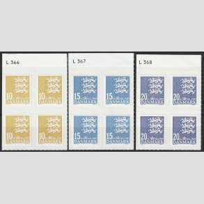 FRIMRKER DANMARK | 2010 - AFA 622aE-848aE - Lille Rigsvben - 10-20 kr. i 4-blokst - Postfrisk