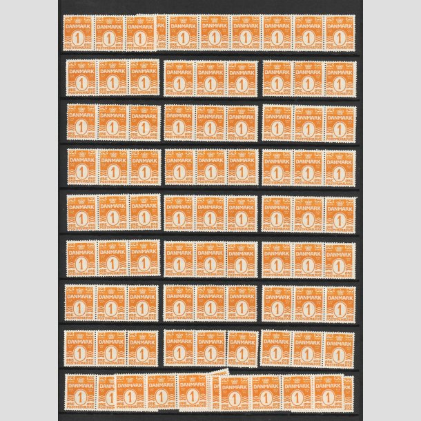 FRIMRKER DANMARK | 1913-14 - AFA 77 - Blgelinie - 1 re orange lot med 85 stk. - Postfrisk