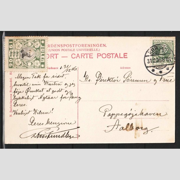 JULEMRKER DANMARK | 1906 - Kong Christian IX - P julekort - Stemplet