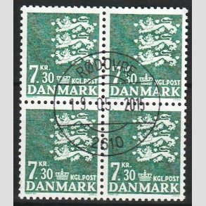 FRIMRKER DANMARK | 1989 - AFA 928 - Rigsvben - 7,30 Kr. grn i 4-blok - Lux Stemplet Rdovre
