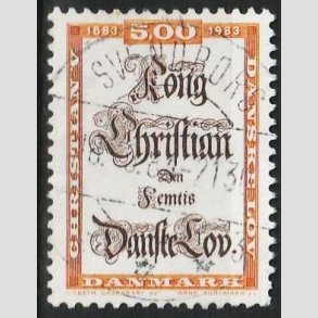 FRIM�RKER DANMARK | 1983 - AFA 781 - Danske Lov 300 �r. - 5,00 Kr. - Pragt Stemplet Svendborg